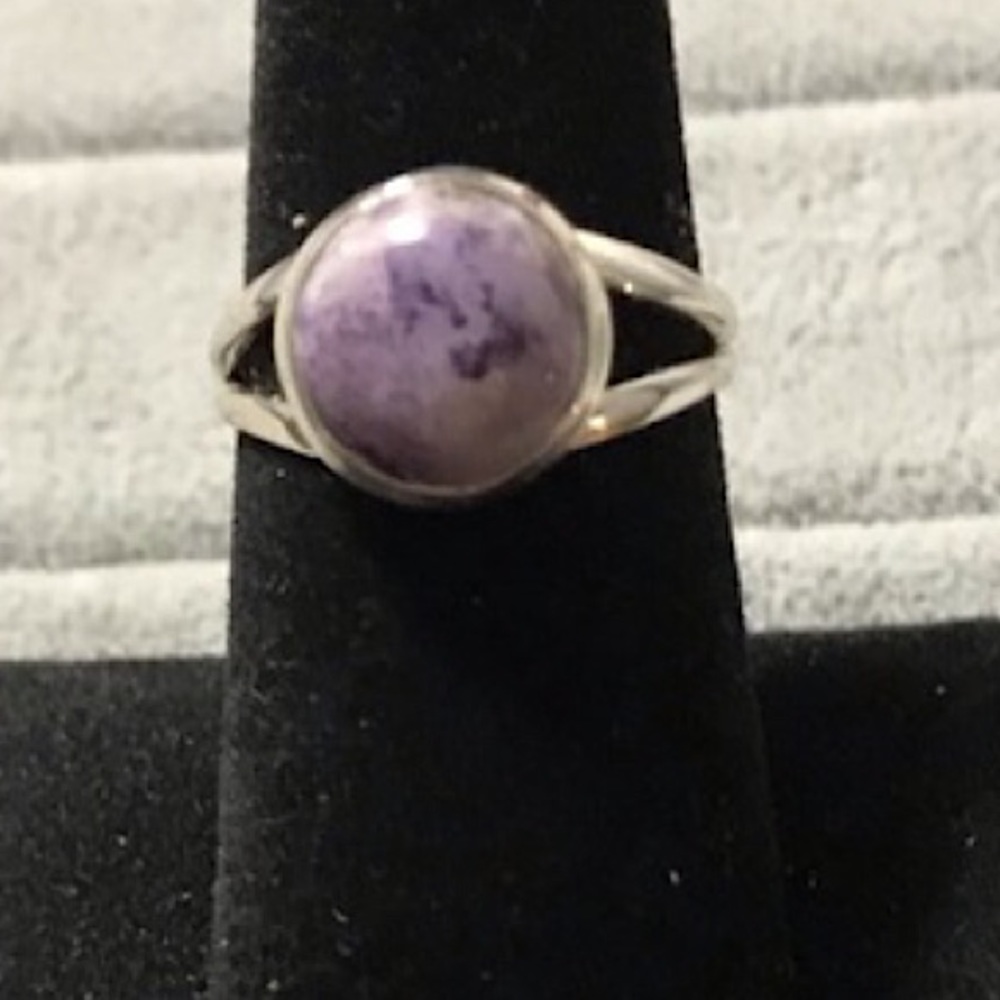 New Sterling Silver Purple Utah Tiffany Stone Ring Size 7.75-8 Crystal Gemstone